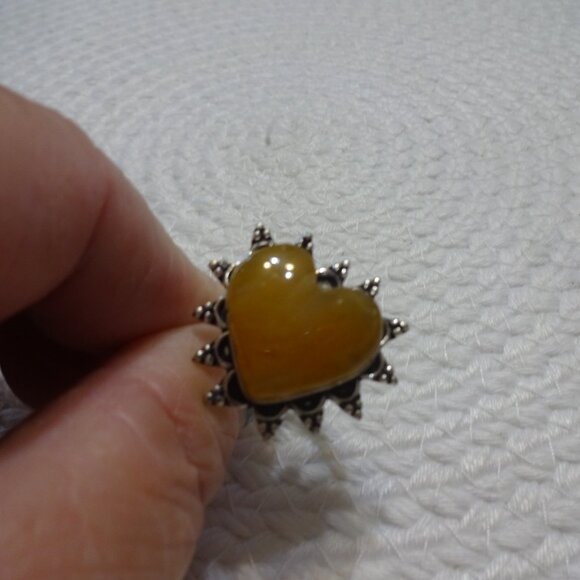 Unique YELLOW AGATE Handmade Sterling 925 Ring Size 9.25 #758C - Picture 2 of 3